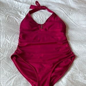 Calvin Klein Pink One Piece Swimsuit with Halter Neckline
